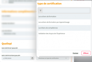 page de configuration